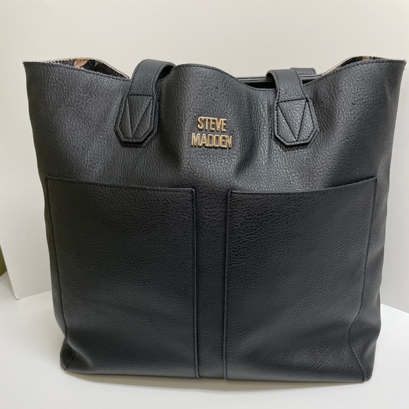 Steve Madden Black Leather Tote - Picture 2 of 9